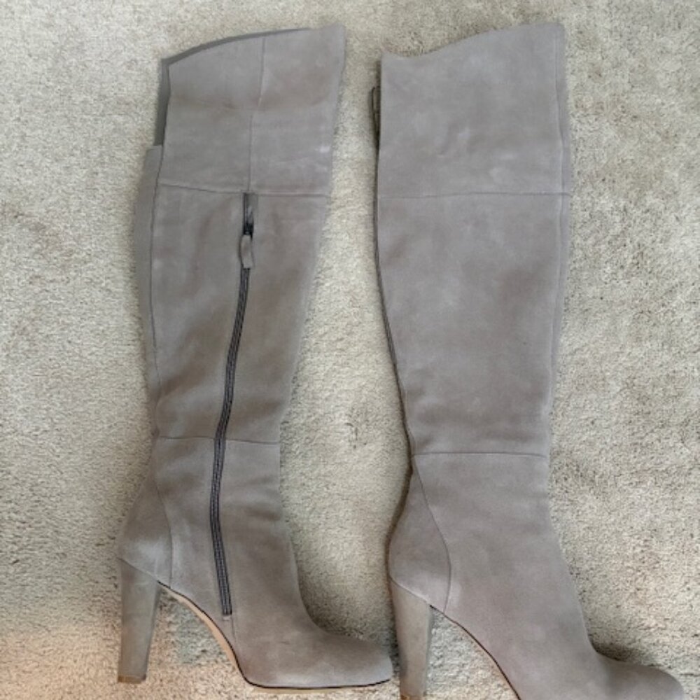 White House Black Market gray suede over the knee boots